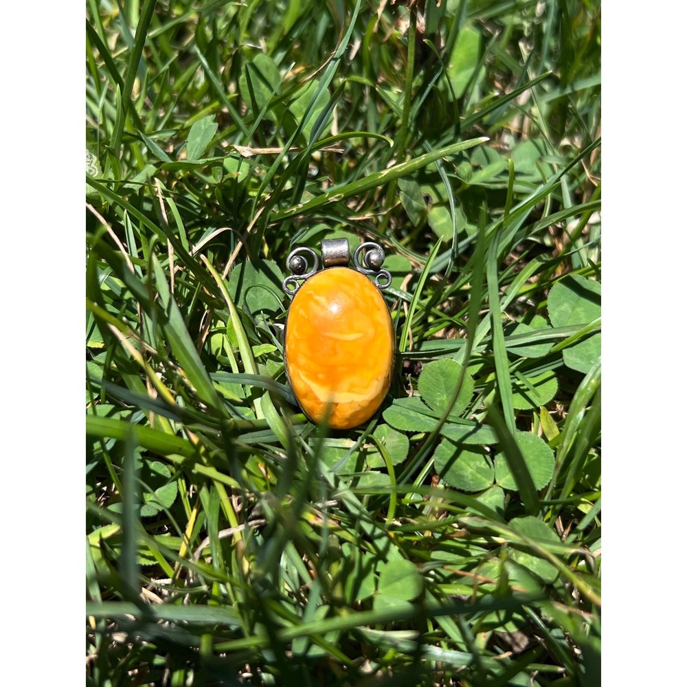 VTG Butterscotch Baltic Amber Ring SS 875 Egg Yolk Amber Oval Cocktail Ring 8