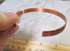 Copper bracelet cuff w/ hearts design, 2.25 inch wide as pictured