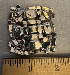 Kramer of New York Signed Brooch Pin Crystal Rhinestones Baguette Square Swirl