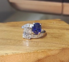 Vintage Platinum Toi Et Moi Ring 5.77CT.Natural Blue Sapphire Diamond GIA Cert