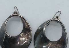 Sterling Silver VTG Modernist Electro Form Swirl Hoop Dangle 2”Earrings Israel