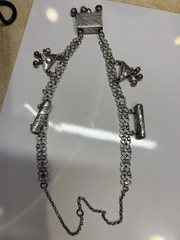 Antique silver alloy necklace, charms, 92gr. From Middle East. Mid-Century.