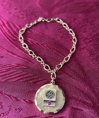 Vintage 10KT 1/10 Gold Filled GE Women’s 7 In. Retirement Bracelet, Red Stone