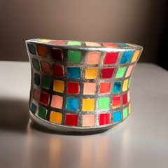 Vtg ZUNI ATI Sterling 925 Wide Band Pastel Mosaic Inlay Statement Ring Sz 7.5