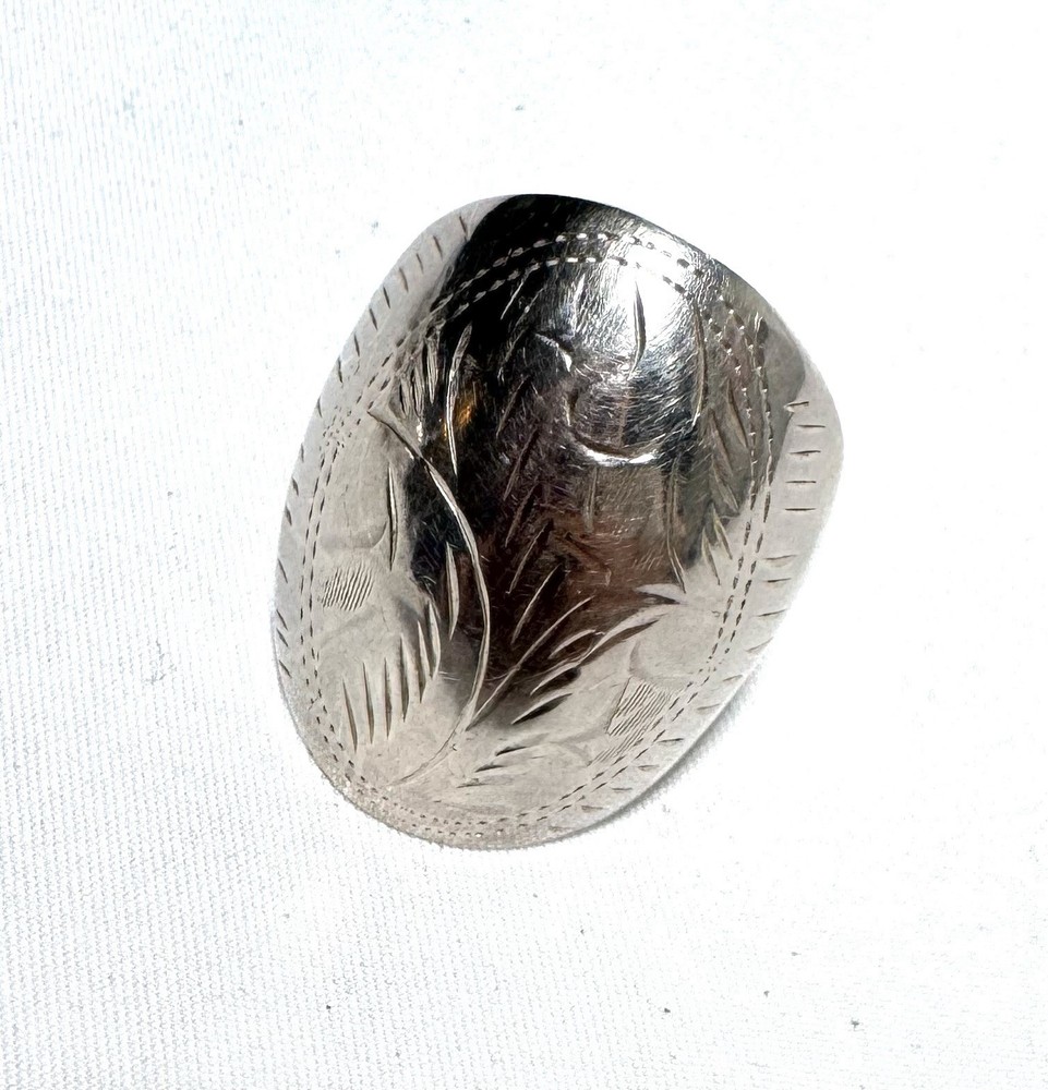 Vintage 925 Sterling Silver Modernist Dome Signet Ring SX Sally C Size 9.75 Thai