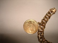 Vintage 14K Gold 8 Pc Charms Ruby Enamel Jewish Judaica Moses Hanukah Bracelet