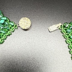 Vintage Beaded Woven Malachite Necklace And Bracelet – 16” Necklace 7” Bracelet