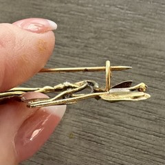 Antique Art Nouveau Seed Pearl Gold Filled Sash Pin Brooch Vine Wreath