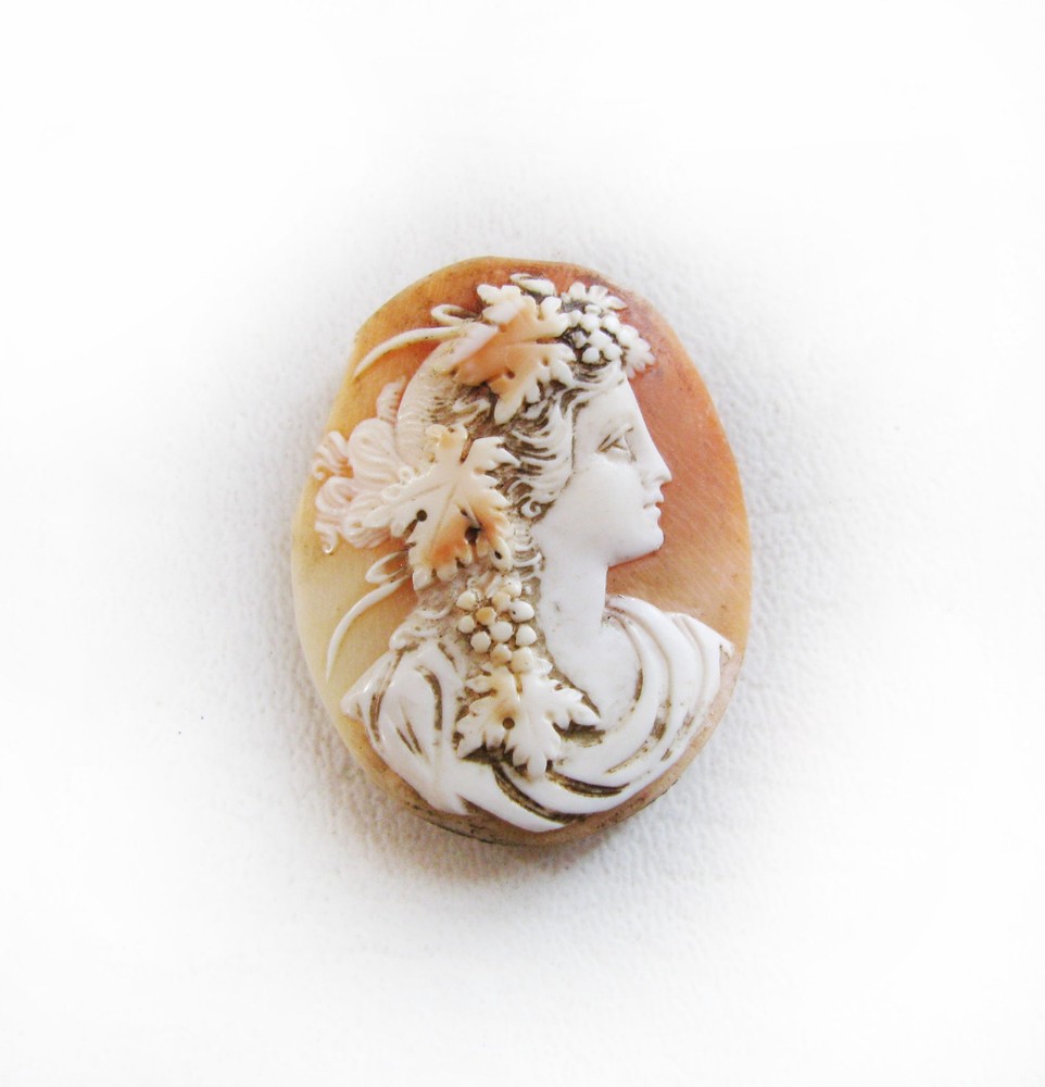 Cool Vintage Wine Goddess 40mm Loose Carved Cameo – Nice For Maker