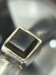 Sterling silver dark square stone vintage ring size 6.75