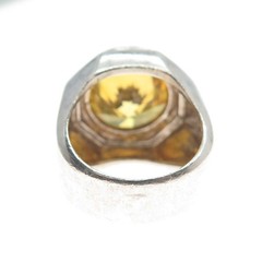 925 Sterling Silver Vintage Round-Cut Shaped Canary C Z Domed Ring Size 6.75