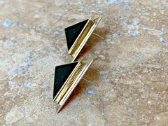 Suzanne St. Claire VTG Signed Sterling Silver Onyx Earrings 12 Grams 1″ Triangle