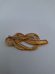 Vintage Anne Klein Signed Goldtone Brooch, 1 Inch X 2 1/2 Inch