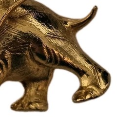 VTG Mode ART Gold-Tone Happy Elephant Brooch 1.5″ X 1.25″ Whimsical Trunk Up