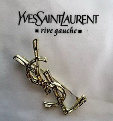 YSL – Yves Saint Laurent – Large Crocodile Logo Brooch – European GWP Pin