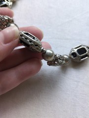 Vintage Onyx And Silver Tone Necklace And Earrings Set