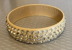1920s Antique Celluloid Rhinestone Flapper Sparkle Bangle wide 4-row SMALL 6.5″