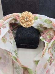 Vintage Filigree Scarf Ring Clip Western Germany Ornate Goldtone Round Detailed