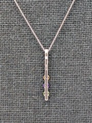 Vtg Sadye L Vassil 925 Sterling Silver 3 Gemstone Bar Pendant 16-18″ Necklace