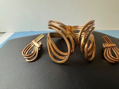 Vintage Renoir Rhythm Copper Cuff Bracelet And Earrings