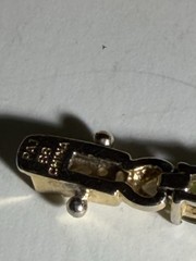 Vintage PAJ BB Gold Tone Tennis Bracelet Assorted Stones Double Safety Clasp 7″