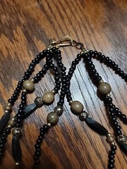 Tribal Geometric Inlay Necklace Stone Acrylic Beaded Art Deco Boho Bib 24 inches