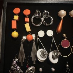 Vintage Costume Jewelry Lot Chunky Bold 80s Earrings Colorful Pop Retro Bold 3
