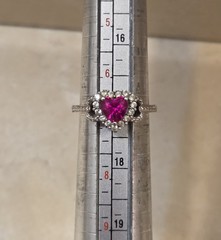 Vintage Sterling Silver Pink Topaz Halo Heart Ring 6¾