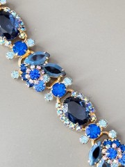 Vintage Verified JULIANA D&E Blue Two Toned Brooch/Pendant Bracelet Earring Set