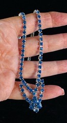 Vintage KARU Blue Rhinestone V Design Silver Tone Choker Necklace Signed 17”