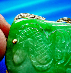 Original EARTH MINED Antique Green JADE DRAGON Pendant 14K GOLD Deco Luck Gift