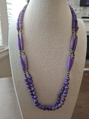 Sugilite? HAND CRAFTED Sterling Silver 0.925 VTG 22″ NECKLACE Statement