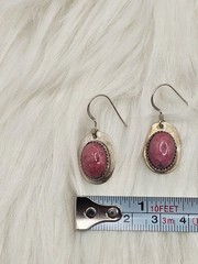 Vintage M.O. Sterling Silver Pink Rhodonite Drop Earrings 6g