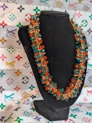 Vintage 1950s Signed Western Germany Art Cluster Fringe Necklace Amber…