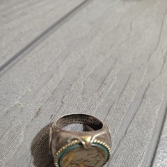 Vintage 1935 Sterling Silver Buffalo Nickel Ring Size 13