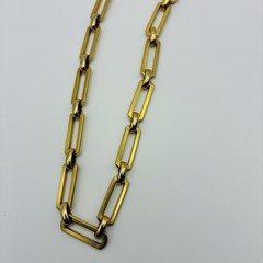 Vintage 70’s Monet Gold Tone Rectangular Bar Link 36” Chunky Chain Signed