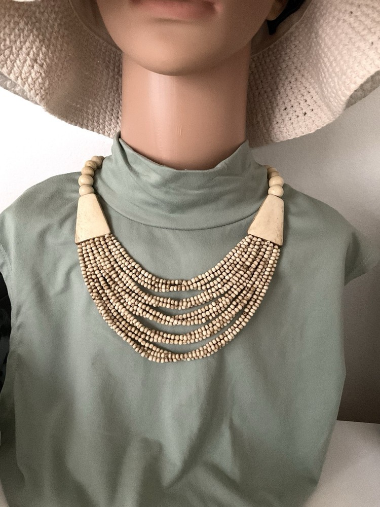 Vintage Necklace Multi-Strand Yak Bone from Nepal Handmade Ethnic Authentic