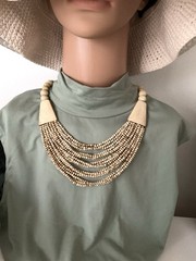 Vintage Necklace Multi-Strand Yak Bone from Nepal Handmade Ethnic Authentic