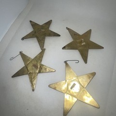 Nepal Gold Brass Tone Star Coral Turquoise Handmade Amulet Pendent, Ornament 4″