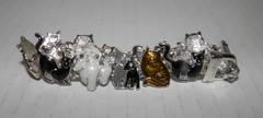 Vintage Silver Plate Enamel Cat Link Bracelet 7 1/4″ Magnetic Clasp Closure EUC