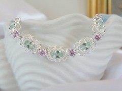 Sterling Silver 925 Mint Green Topaz Gemstone Tennis Bracelet 7.5″