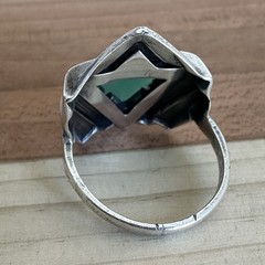 Vintage LCW Art Decor Ring 5.25 Green Chrysoprase Marcasite 925 Sterling 3.7g