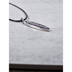 Vintage Sterling Silver Blue Enamel Script Pendant Necklace