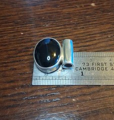 Vintage 90s Sterling Black Onyx Slide Pendant 5.8g See Pics/Description