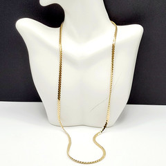 Serpentine Style Shiny Gold Tone Chain Necklace Womens Mens Vintage 24 inch
