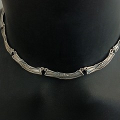 Vintage Israeli Silver Necklace Modernist Art Nouveau Revival Choker Handmade
