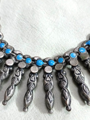Antique Bedouin Tribal Necklace – Handmade Etched Copper Fringe – Boho Ethnic Je