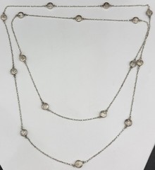 Vintage Sterling Silver Floral Engraved Station Link Chain 56″ Necklace 29.3g