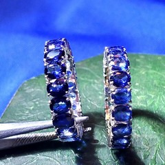 Original EARTH MINED SAPPHIRE Deco Band SOLID 14K GOLD Eternity Anniversary Ring