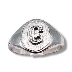 Initial Letter C Signet 925 Sterling Silver Child Baby Ring Size 3